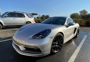 We are performing an exterior detail package on this silver Porsche Cayman in Bentonville, AR.